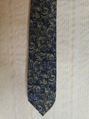 M.C. Escher Art Tie with Gold Animal Motif